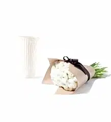 25 Stems of Chiffon Italian Ranunculus in a 12cm Glazed White Fluted Vase