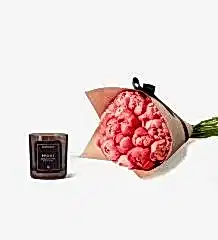10 Stems of Flamingo Peony with our Peony Scented Candle