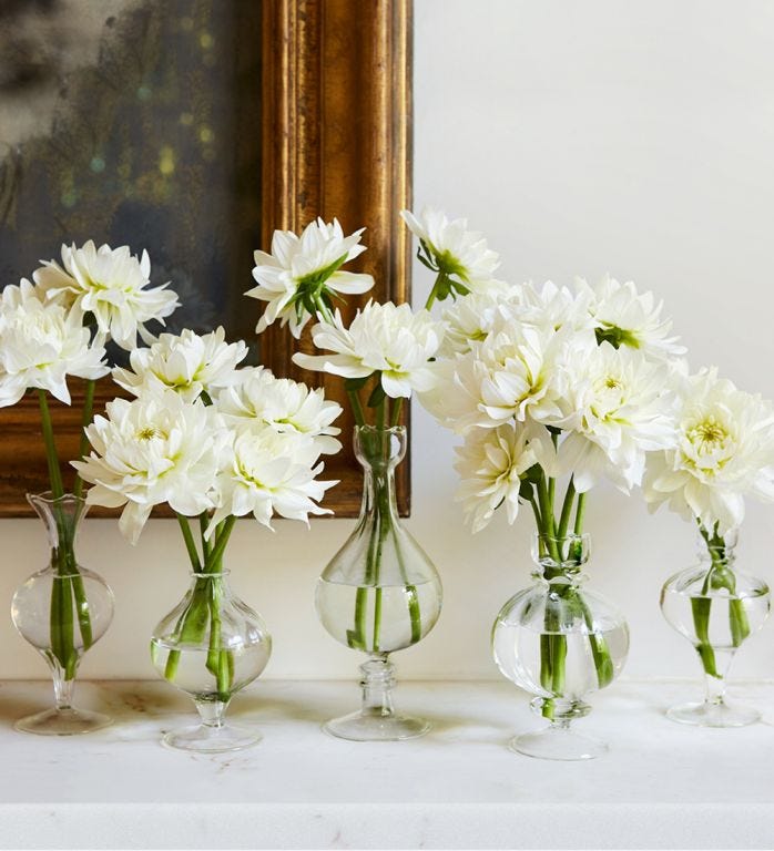 Bailey Bud Vase Set with Cotton White Dahlia