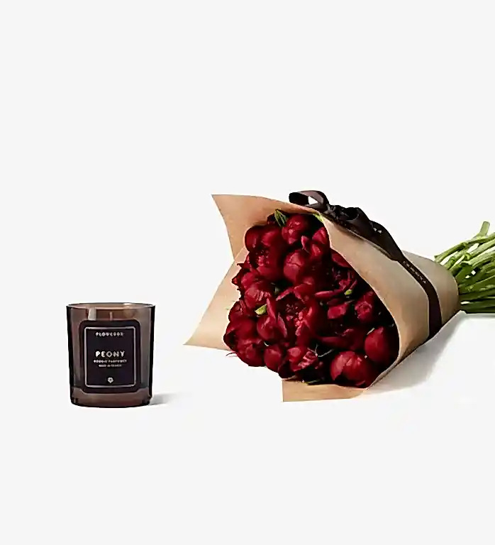 10 Stems of Boudoir Peony with our Peony Scented Candle