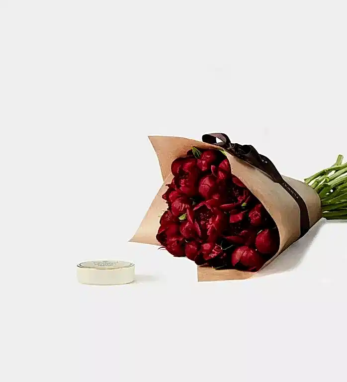Peony and Chocolate Gift Set - Boudoir Peonies and Charbonnel et Walker Sea Salt Caramel Chocolate Truffle