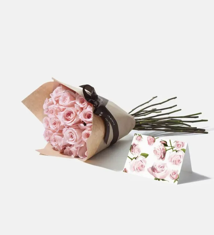 The Rose Card - Pink with 20 Pink Sweet Avalanche Roses
