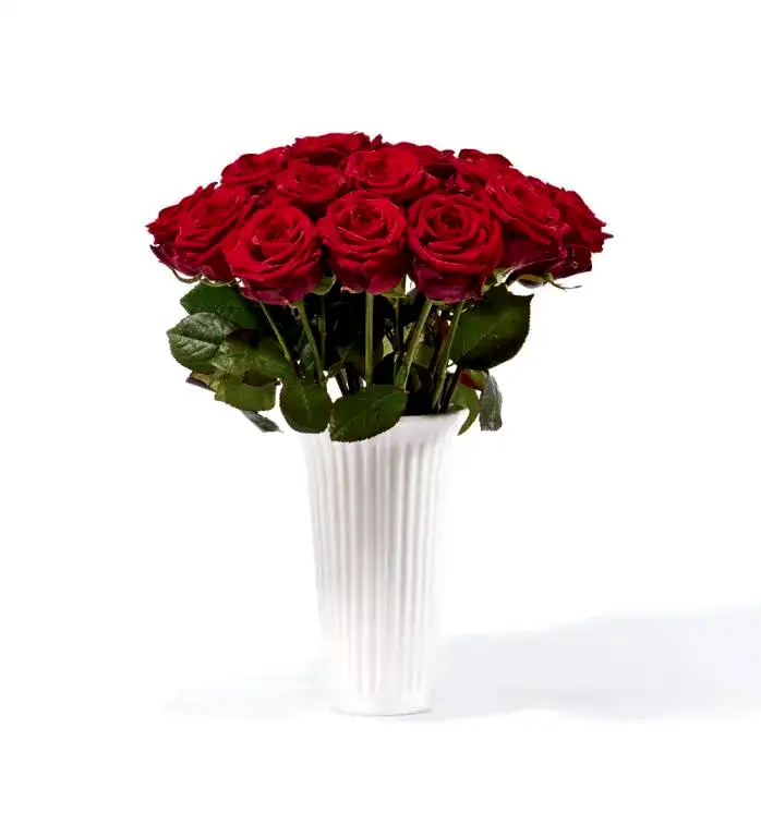 20 Stems in a Glazed White Fluted Vase - Please note vase is not included