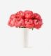 10 Stems of Flamingo Peony in a 12cm Glazed White Fluted Vase
