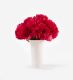 10 Stems of Framboise Peony in a 12cm Glazed White Fluted Vase