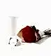 The Glazed Vase and Roses Set - 20 Stems of Red Naomi Roses and Glazed White Fluted Vase, with an 'I Love You' card