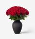 Medium Mayfair Rose Vase Set - Red Naomi Roses & Medium Mayfair Vase in Onyx
