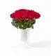 20 Stems of Red Naomi Rose in a 12cm Glazed White Fluted Vase