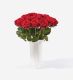 20 Stems of Red Naomi Rose in a 12cm Glazed White Fluted Vase