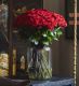 100 Red Naomi Roses in a Large Apothecary Vase