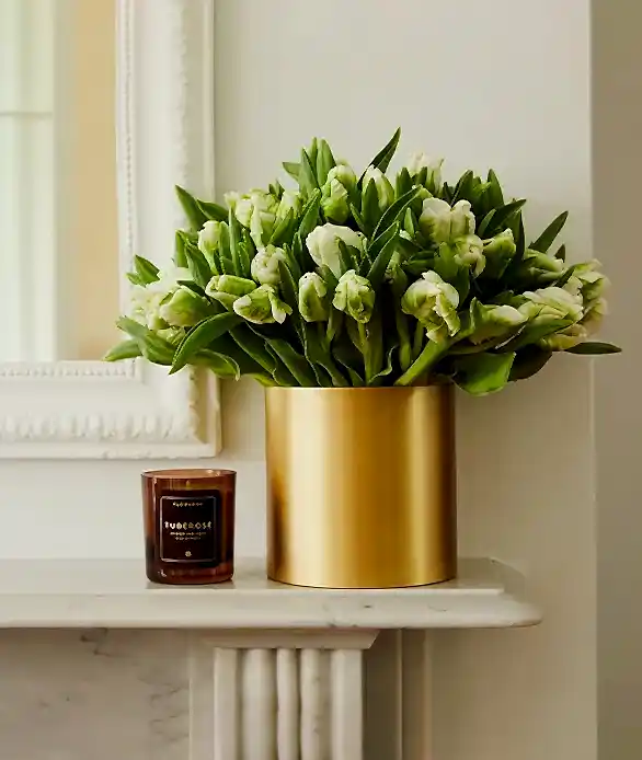 Tulips in a bronze vase
